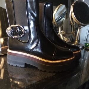Kurt Geiger Shiny Black Platform Boots